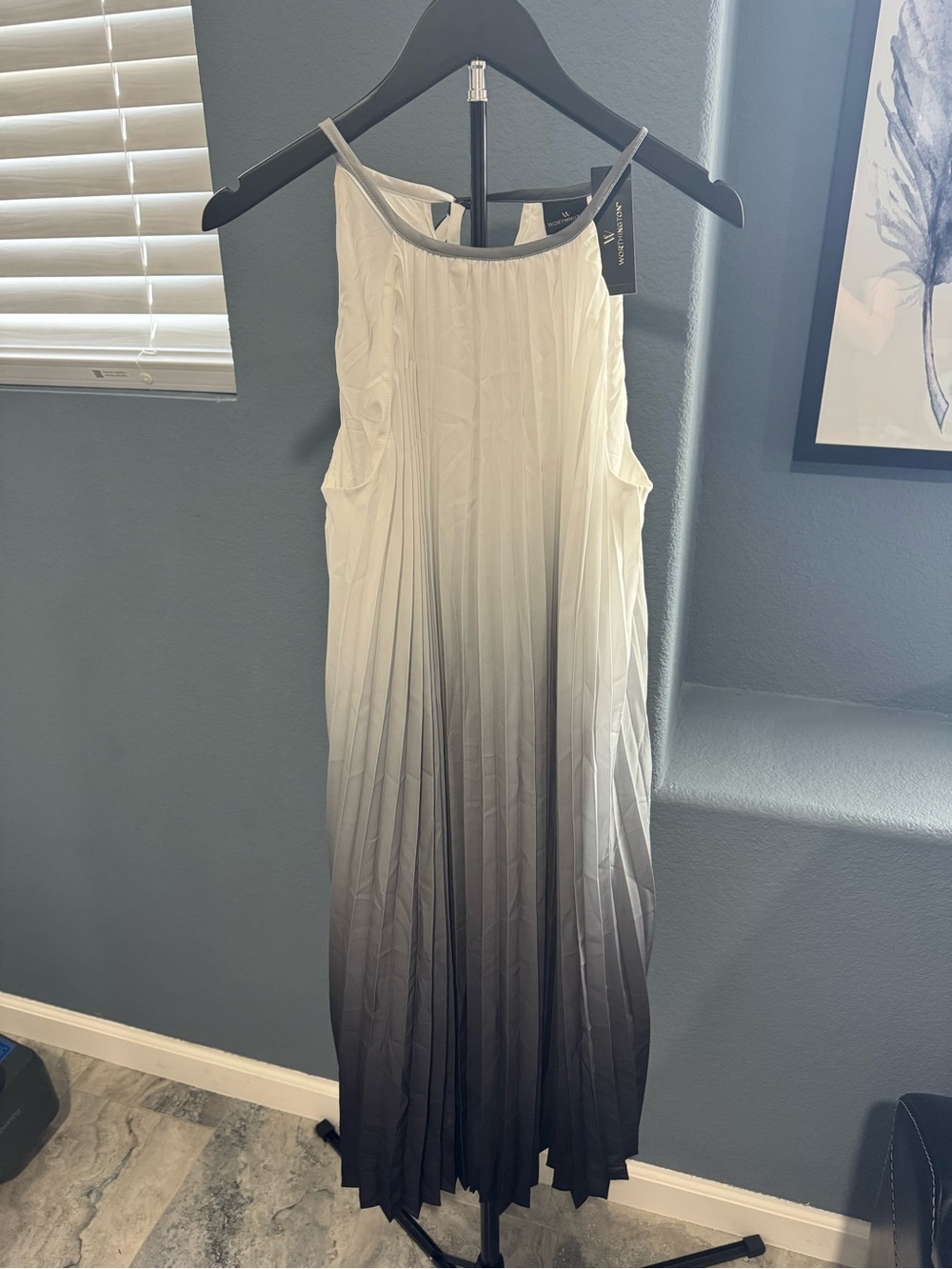 Worthington Pleated Ombre Maxi Dress - White to Black